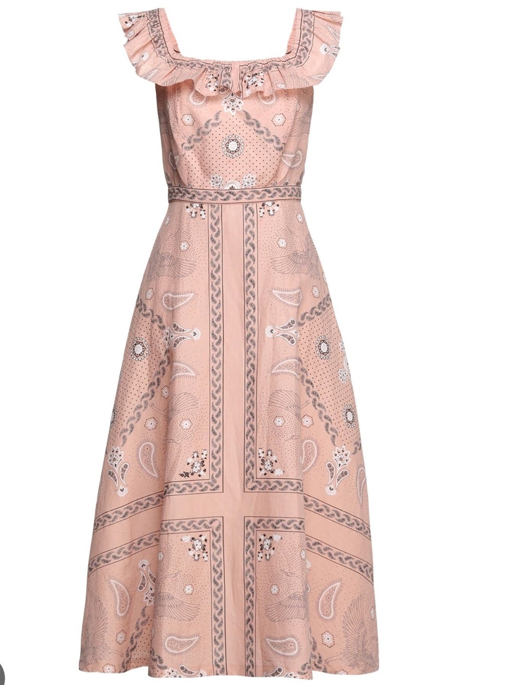 Sandro Blush Pink Paisley Midi Dress